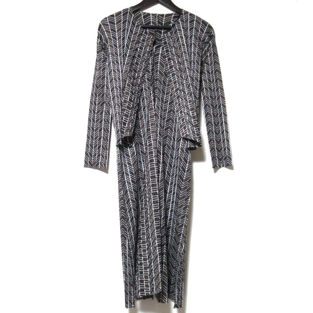 PLEATS PLEASE ISSEY MIYAKE プリーツプリーズ イッセイミヤケ 総柄 アンサンブルワンピース サイズ3 ブラウン系 レディース 古着