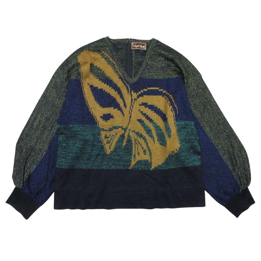 美品 斎藤都世子 トヨコサイトウ 長袖 蝶々 バタフライ ラメ バック