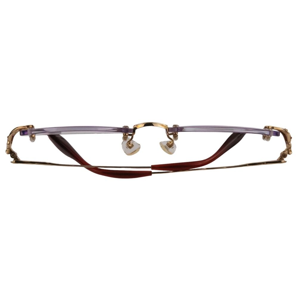 ノーブランド Made in Japan K 18 PG ダイヤモンド ルビー R 0.48 ct D 0.05 装飾 メガネ 54□17-135 ピンクゴールド レディース 古着