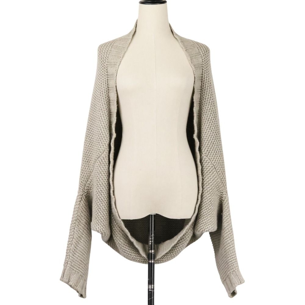 QUEENE AND BELLE クイーンアンドベル スコットランド製 カシミヤ ニット ボレロカーディガン グレージュ レディース 古着