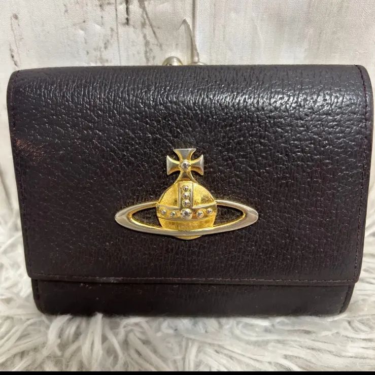 【中古】ヴィヴィアンウエストウッド Vivienne Westwood 二つ折り財布 がま口 オーブ レザー キャメル /TK レディース Vivienne Westwood ヴィヴィアンウエストウッド がま口 財布 二つ折り