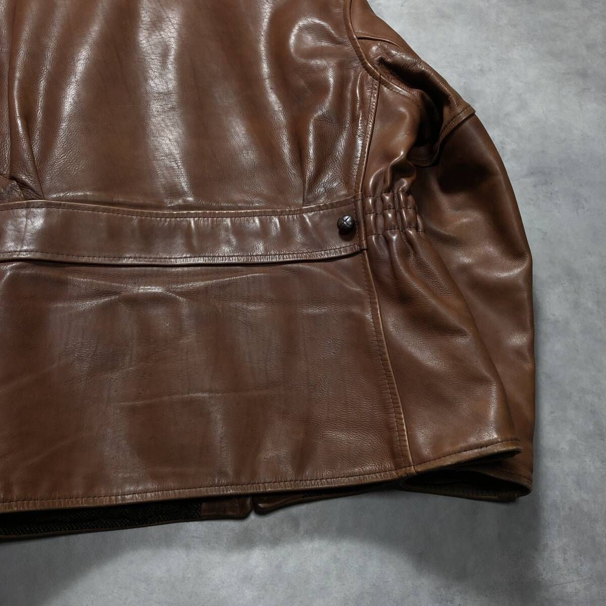 GQ4537◇AERO LEATHER : ステアハイド レザージャケット◇40◇ブラウン 