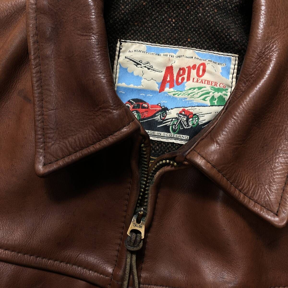 GQ4537◇AERO LEATHER : ステアハイド レザージャケット◇40◇ブラウン 