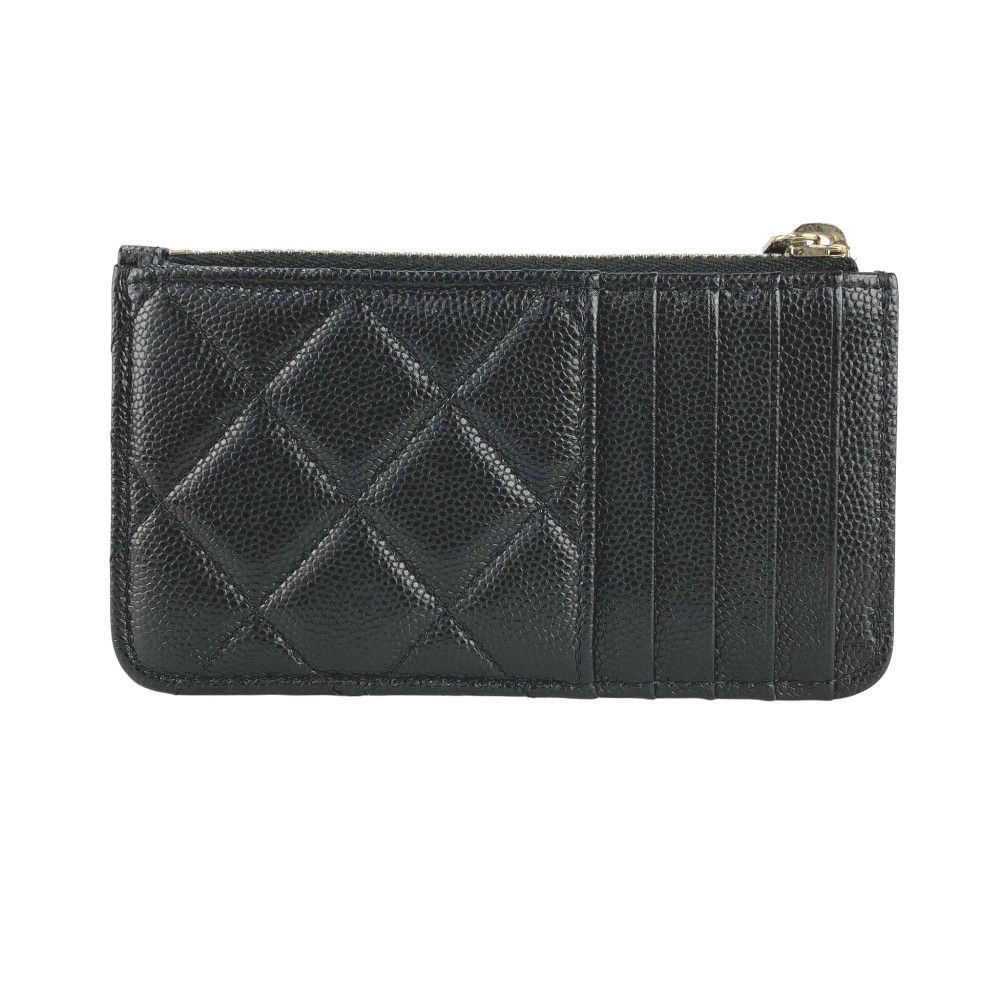 シャネル 新同 ココマーク コインケース カードケース 小銭入れ コンパクト 財布 キャビアスキン レザー ブラック 箱 519505 11