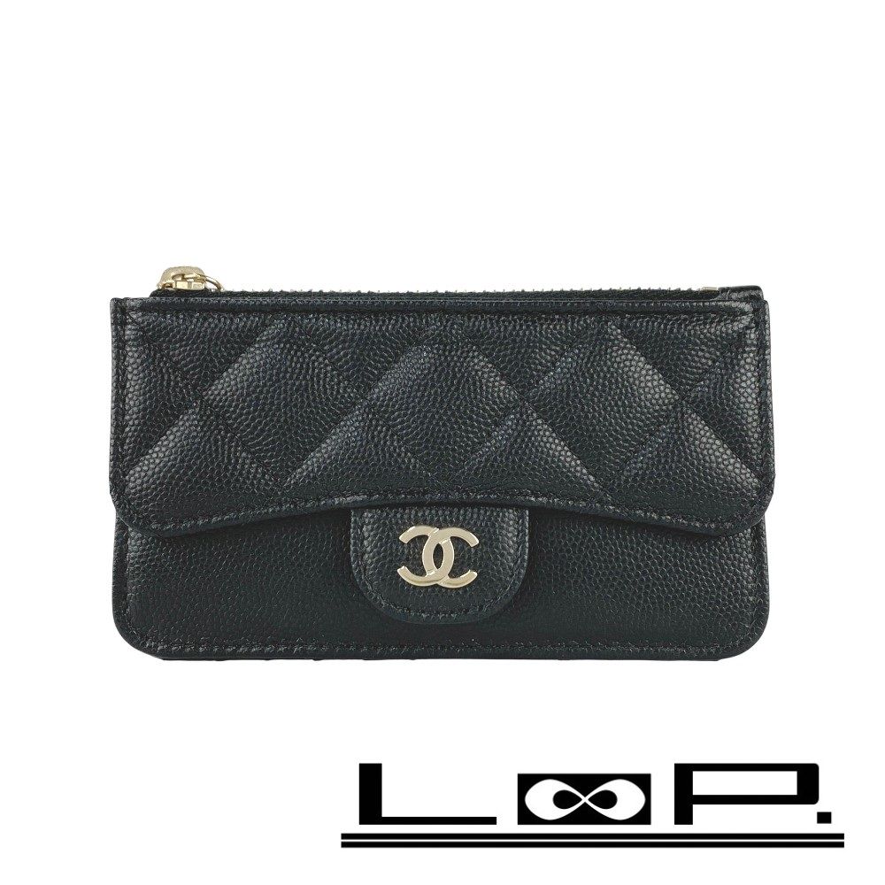 シャネル 新同 ココマーク コインケース カードケース 小銭入れ コンパクト 財布 キャビアスキン レザー ブラック 箱 519505 11