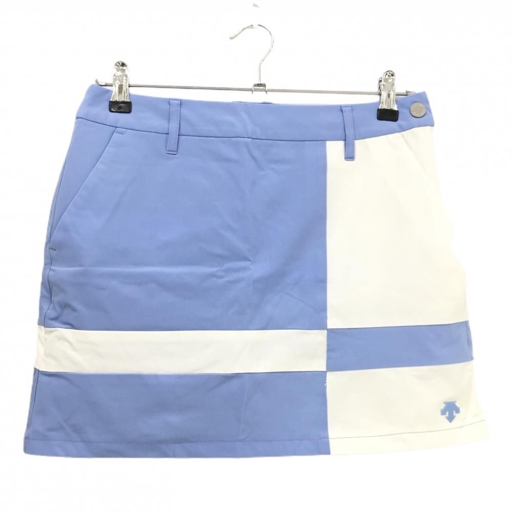 デサントゴルフ スカート ライトブルー×白 バイカラー ロゴ 内側