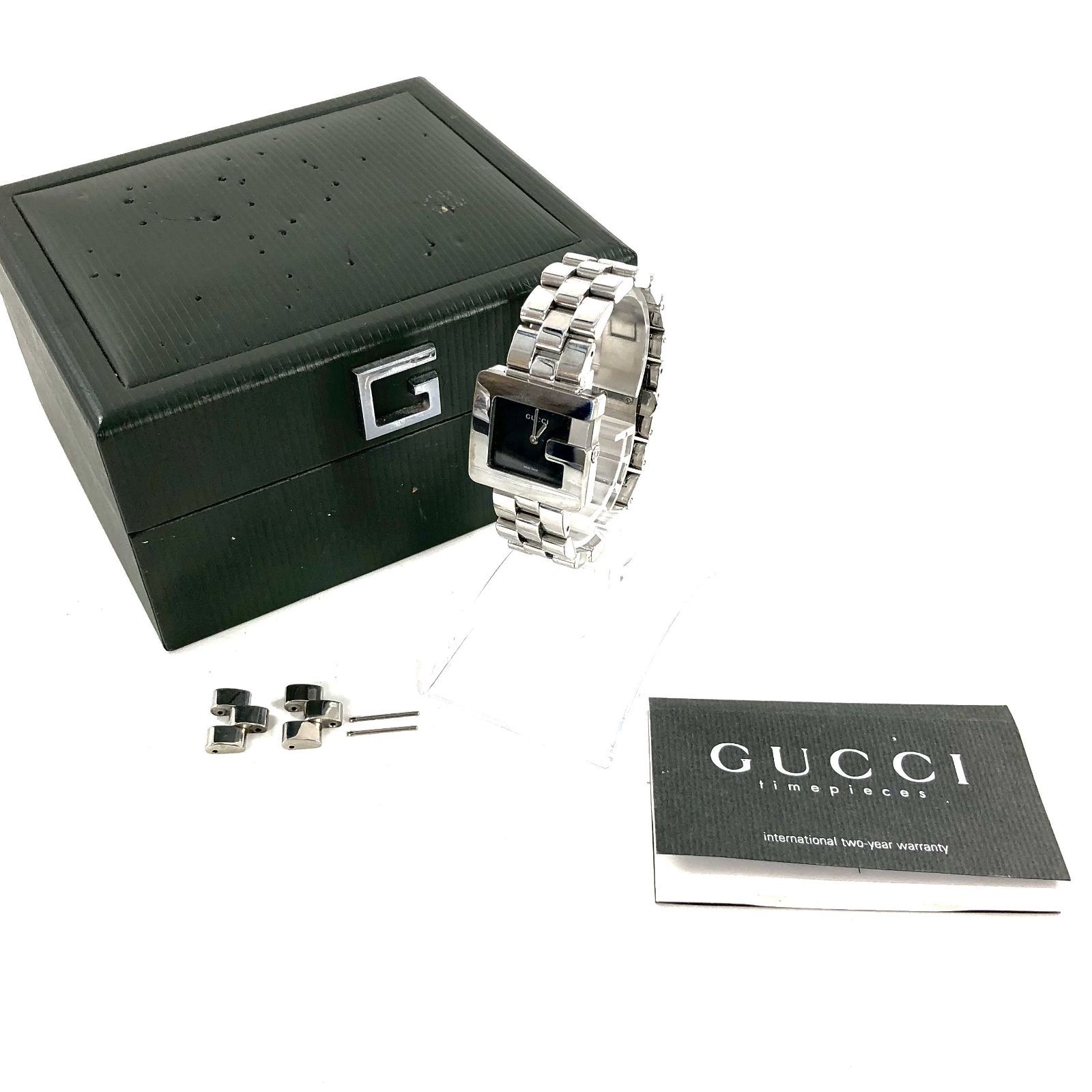 GUCCI グッチ 3600 J SS|QZ ブラック文字盤 レディース腕時計 稼働品 付属品付き PF-619