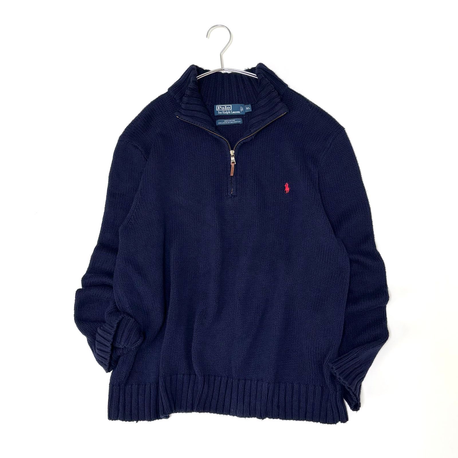 美品】ポロラルフローレン ハーフジップ コットンニット XLサイズ