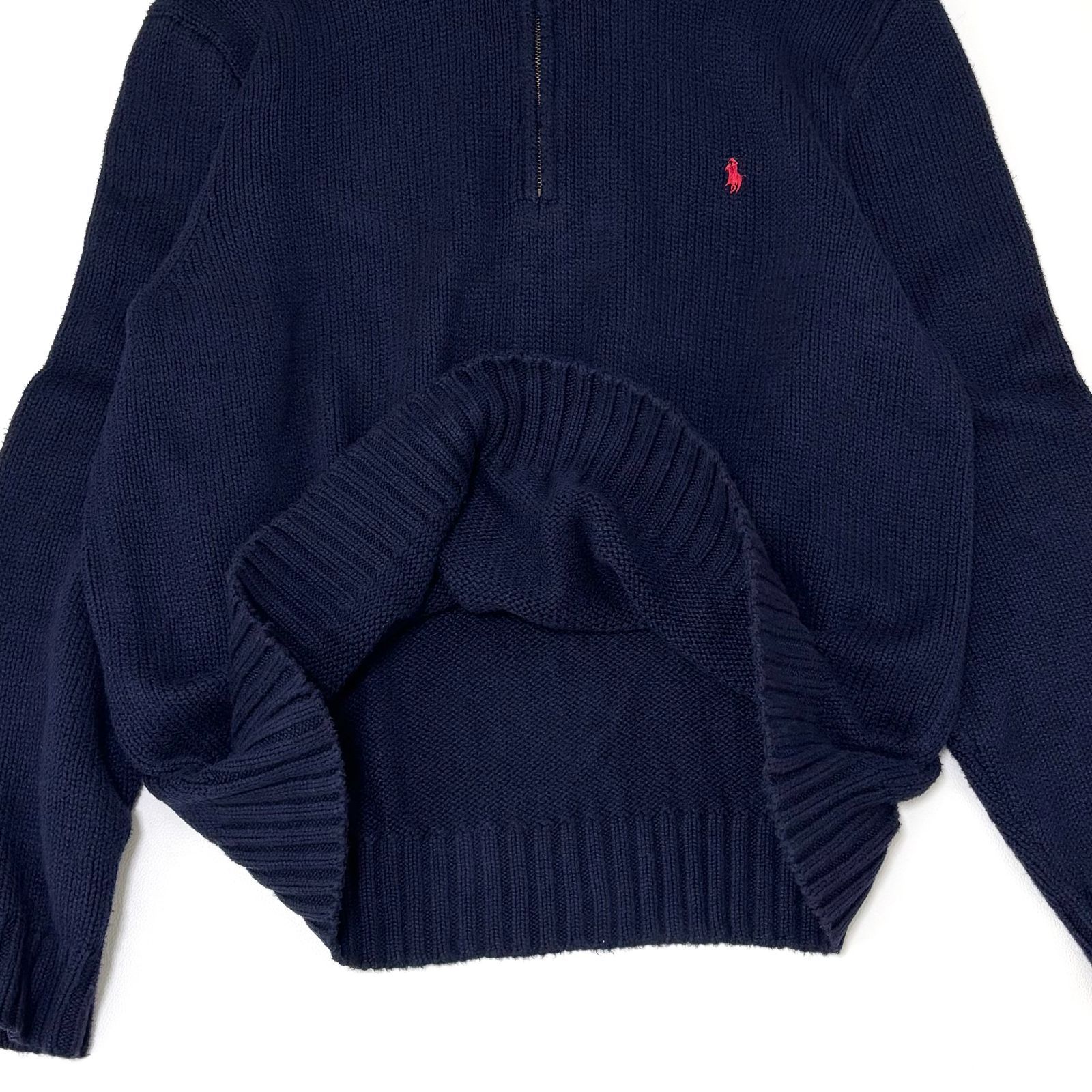 美品】ポロラルフローレン ハーフジップ コットンニット XLサイズ