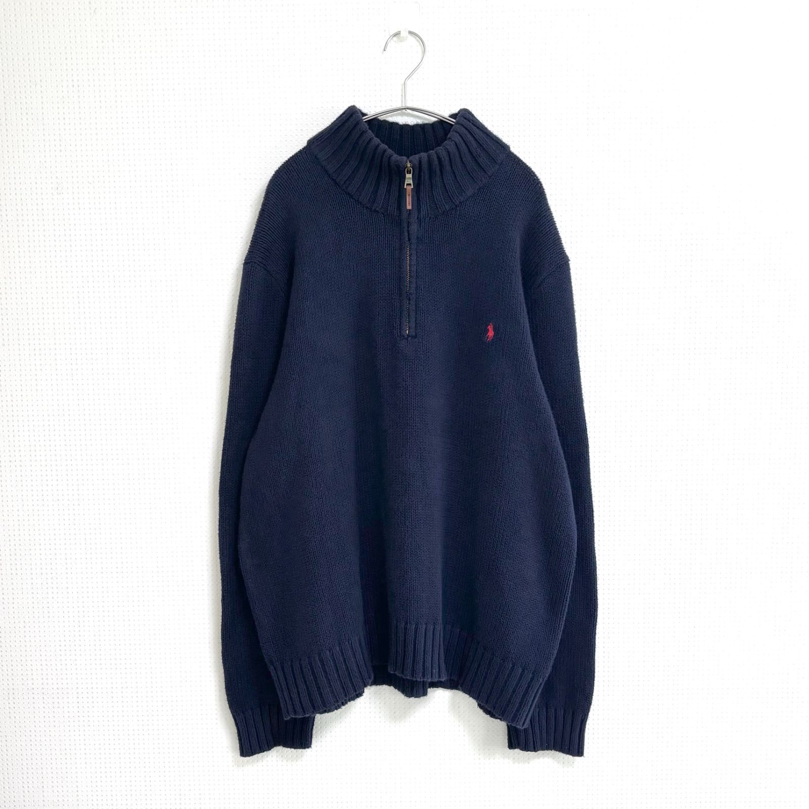 美品】ポロラルフローレン ハーフジップ コットンニット XLサイズ