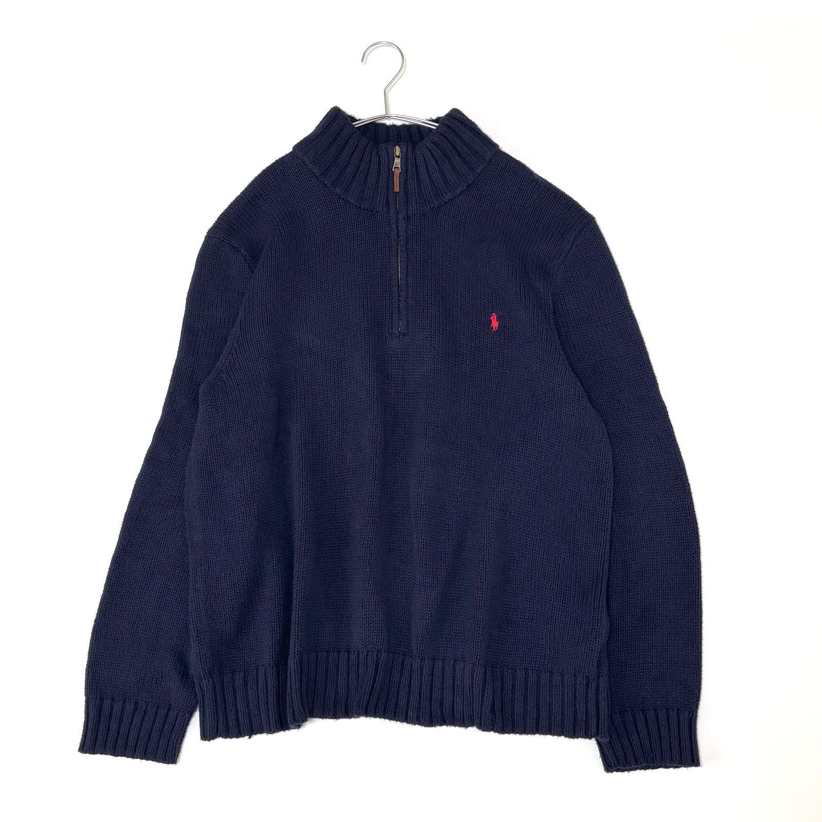 美品】ポロラルフローレン ハーフジップ コットンニット XLサイズ