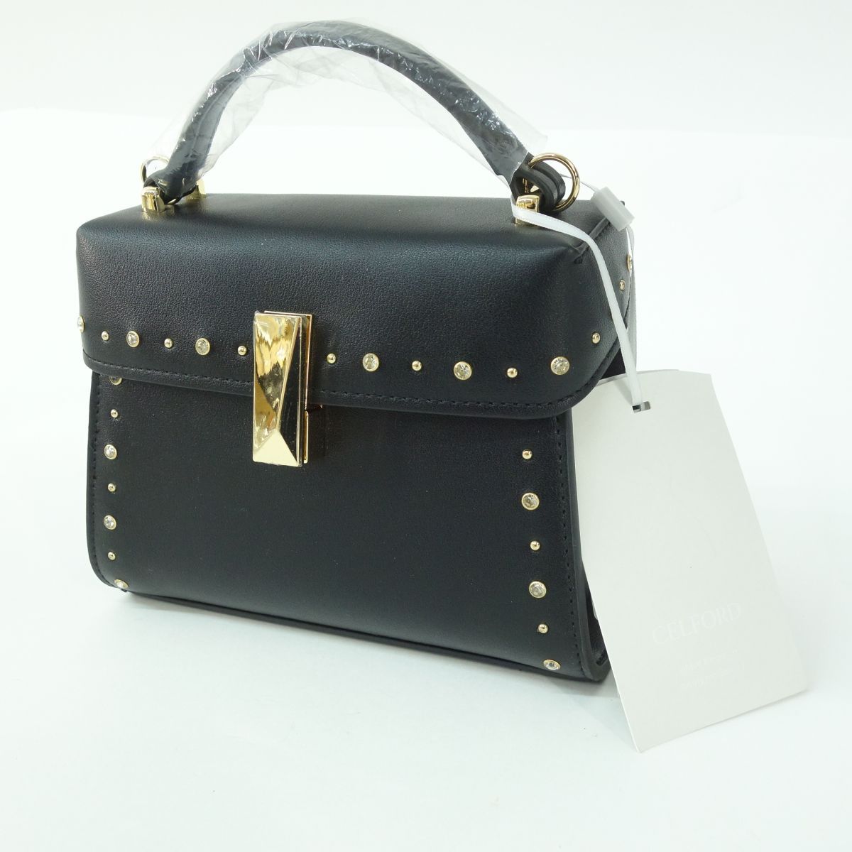 極美品　CELFORD セルフォード バッグ ショルダー リュタン 黒 スタッズ リュタン】ビジュースタッズポシェット（M）(ハンドバッグ)｜BAGS