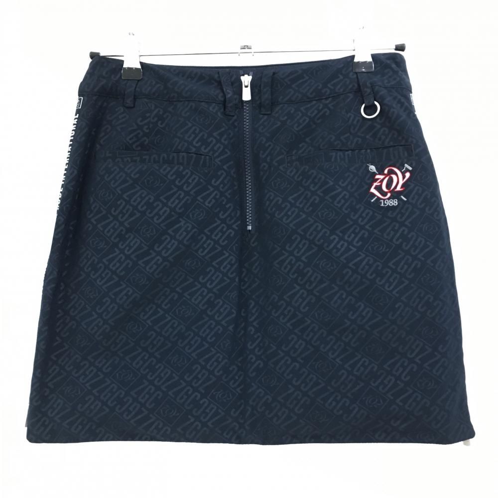 超美品】ゾーイ ダウンスカート ネイビー ロゴ総柄 ウエスト・裾ジップ