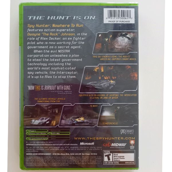 海外版 Microsoft XBOX NOWHERE TO RUN ゲームソフト m 00091