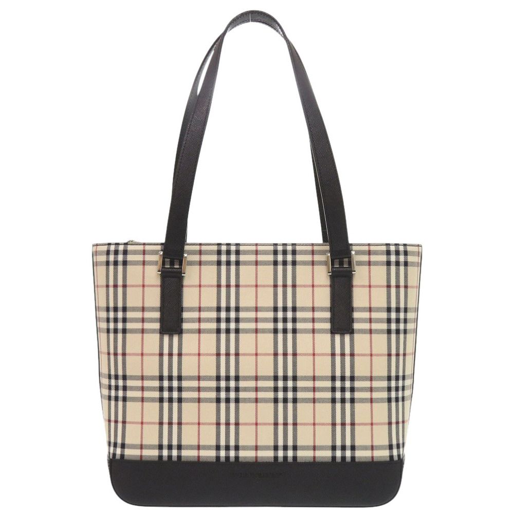 新品同様 バーバリー ノバチェック キャンバス ベージュ ハンドバッグ  