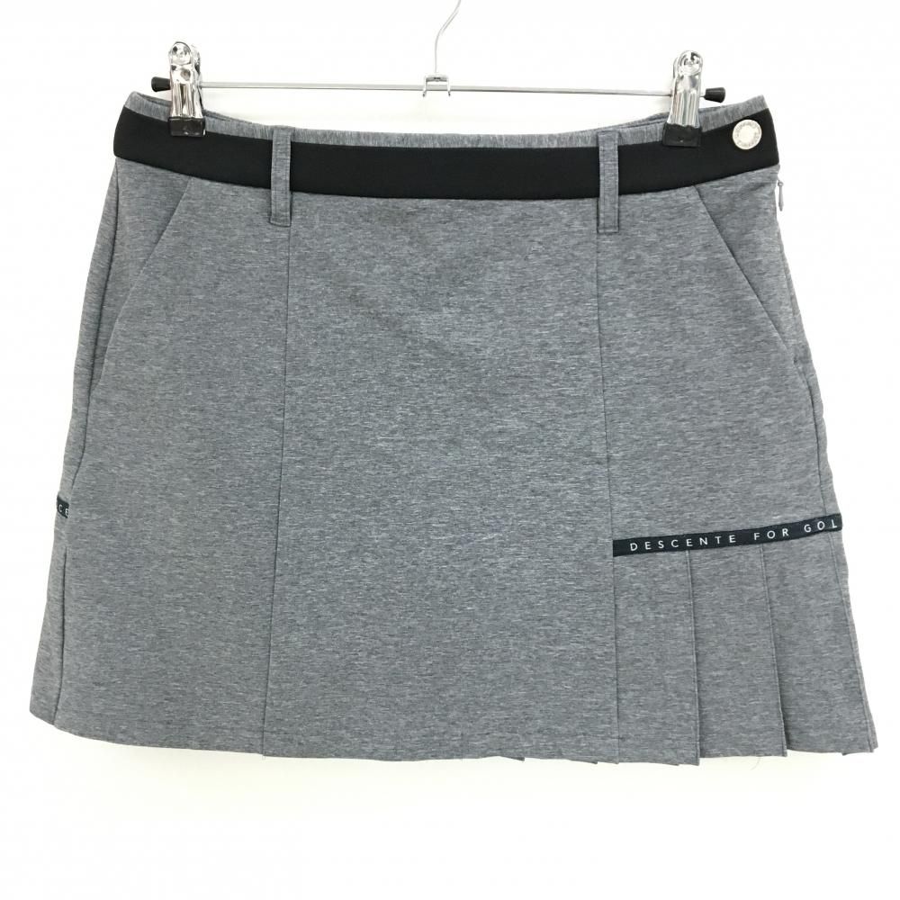 超美品】デサントゴルフ スカート 杢グレー×黒 一部裾プリーツ 内側