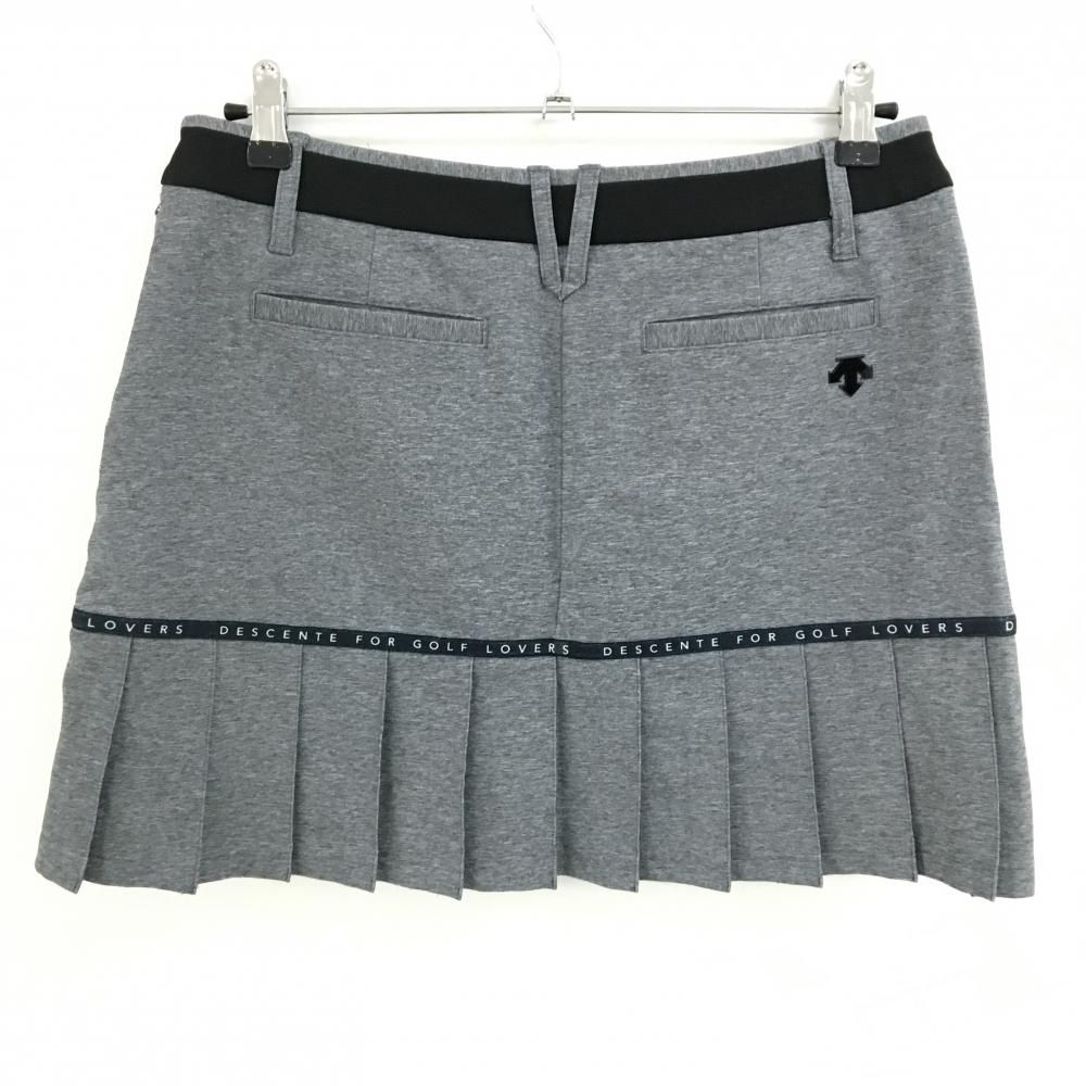 超美品】デサントゴルフ スカート 杢グレー×黒 一部裾プリーツ 内側