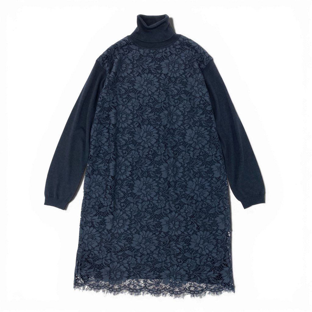 【未使用に近い✨】RED VALENTINO ニットワンピース レース 切替 L 裾レース切り替え 襟付きニットワンピース | Northmall（ノースモール