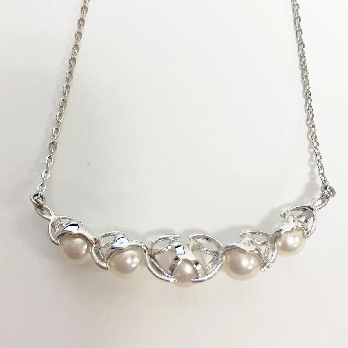 MIKIMOTO ミキモト パール ネックレス リーフモチーフ シルバー - メルカリ