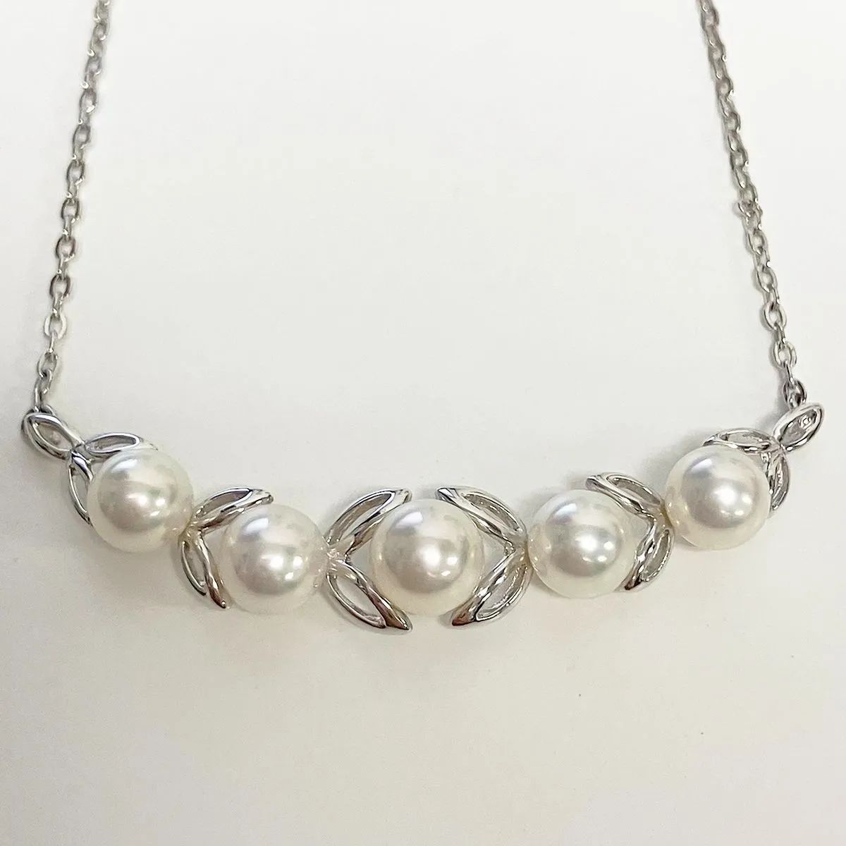MIKIMOTO ミキモト パール ネックレス リーフモチーフ シルバー - メルカリ