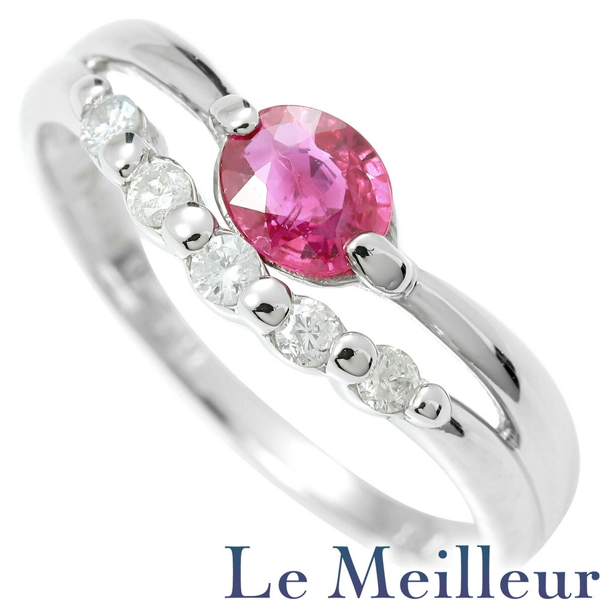ルビー 0.30ct ダイヤモンド プラチナ Pt900 リング 指輪 11号 中古 