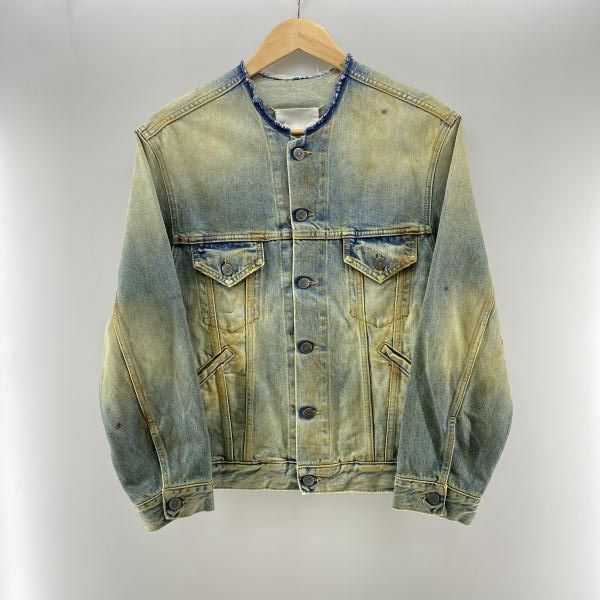 中古】Maison Margiela 22ss ノーカラーダメージデニムジャケット size 