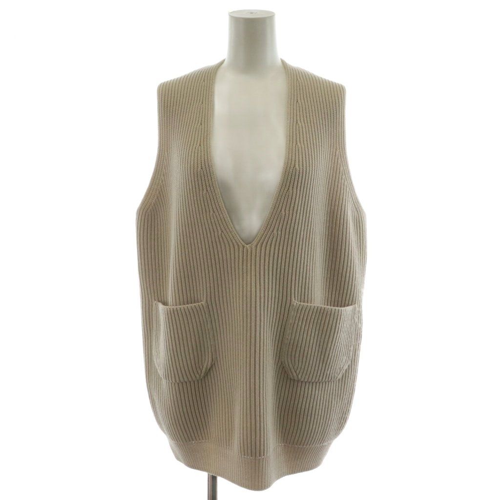 バトナー BATONER シグネチャー片畔 深Vネックニットベスト SIGNATURE