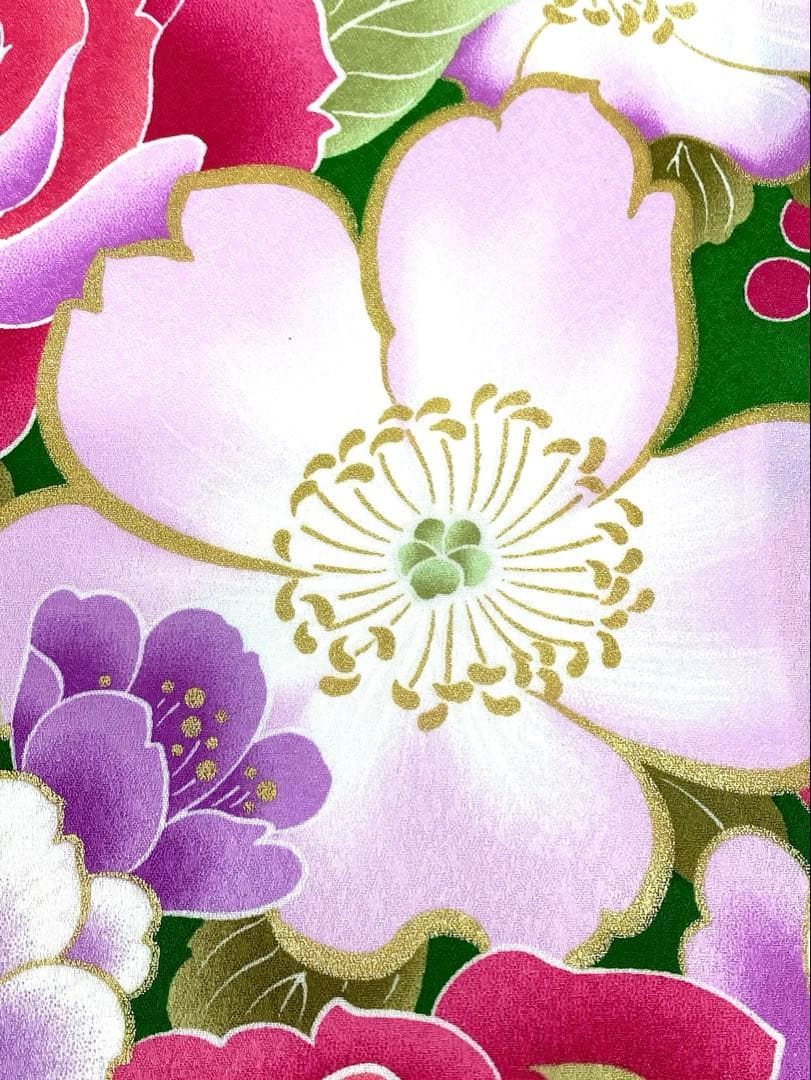 二尺袖 ポリエステル着物 金彩 紋意匠 袴用 新品未使用品 MOP588