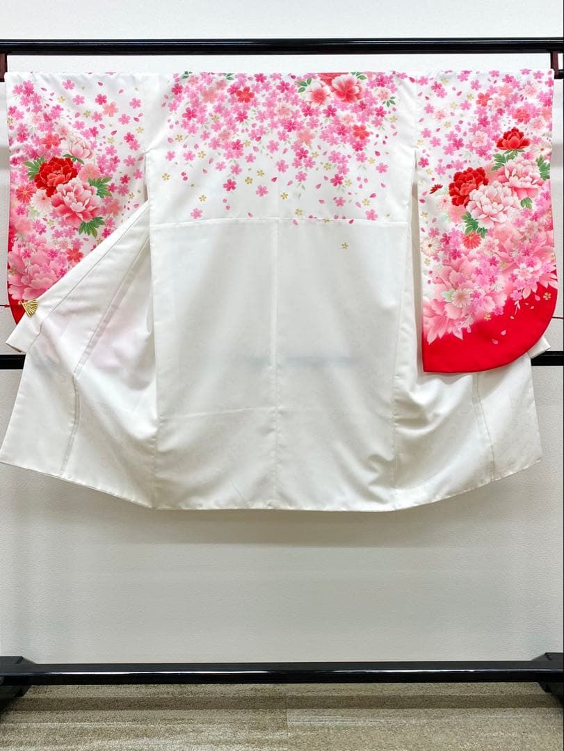 二尺袖 ポリエステル着物 金彩 紋意匠 桜 袴用 MOP587 - メルカリ