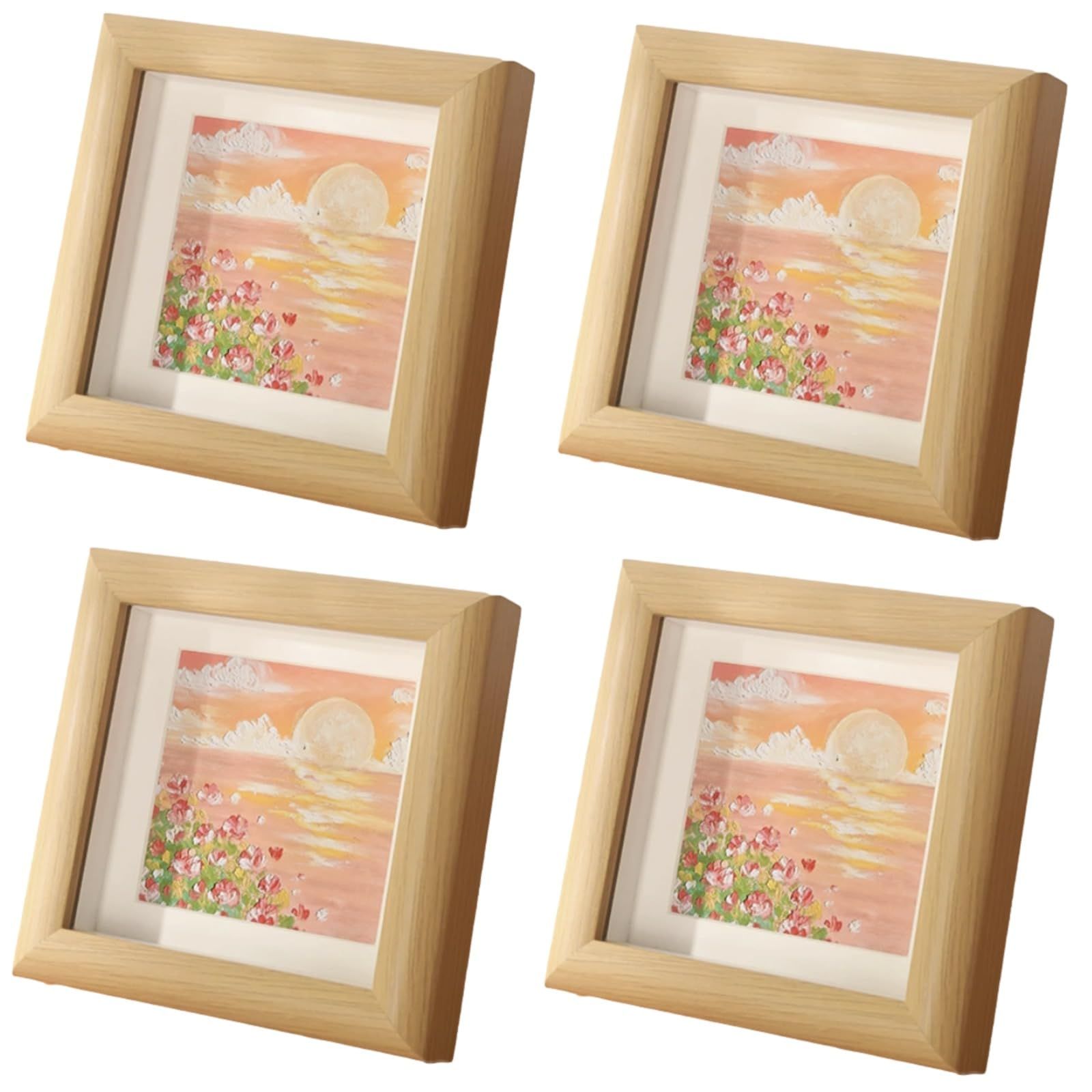 ルボナリエ 木製フォトフレーム 4個セット 正方形 12 x 12cm 立体額縁