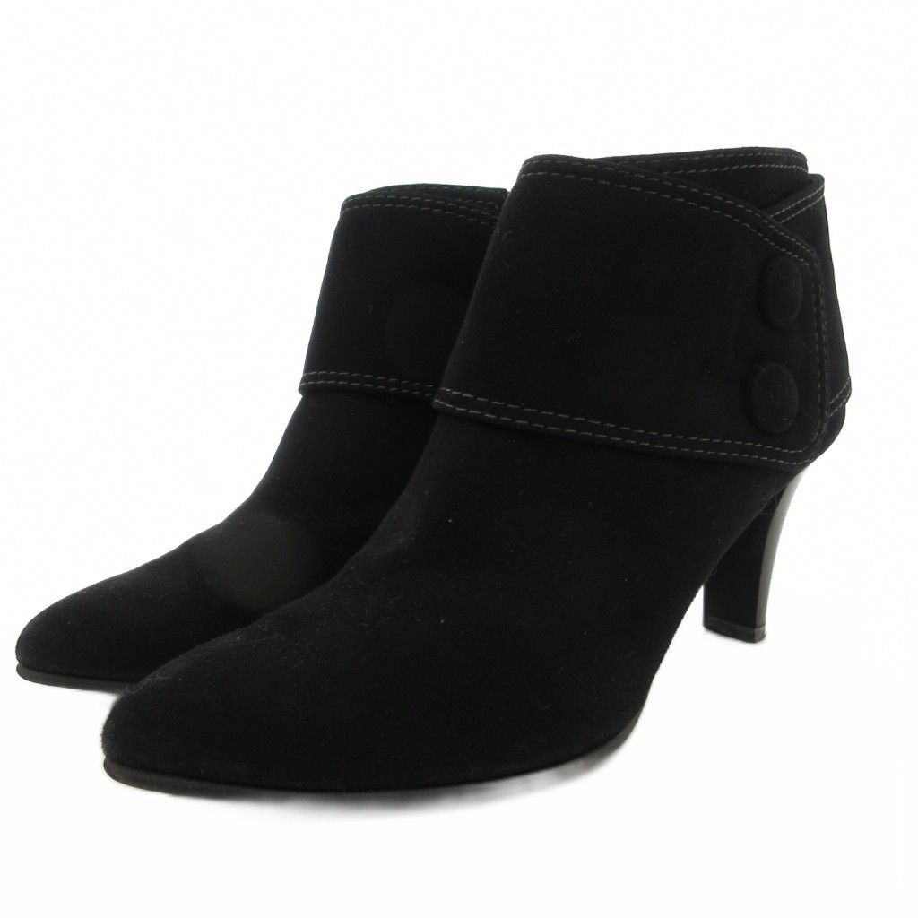 未使用 銀座かねまつ ボア スエード サイドジップ ショートブーツ 22.5㎝ 銀座かねまつ 内側ボア ショートブーツ（22.5㎝） - メルカリ