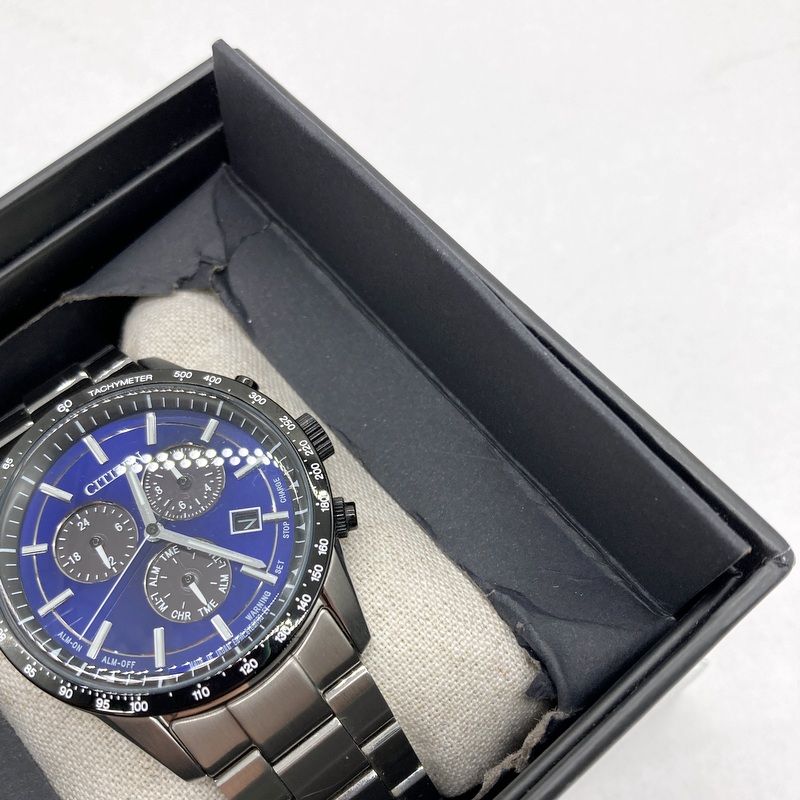 極美品】シチズン ラウンドクロノエコドライブ BL5496-96L ブルー