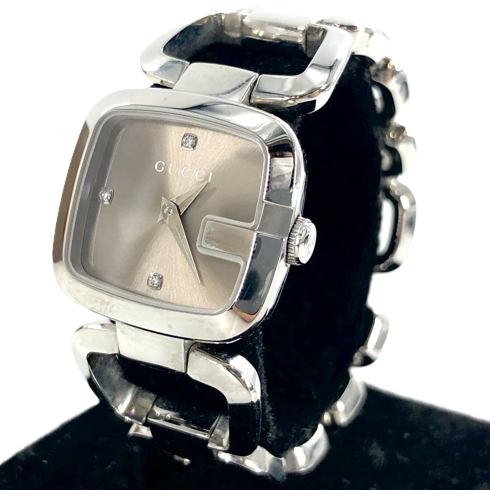 GUCCI グッチ 125.5 QZ/SS スクエア ブラウン文字盤 レディース腕時計
