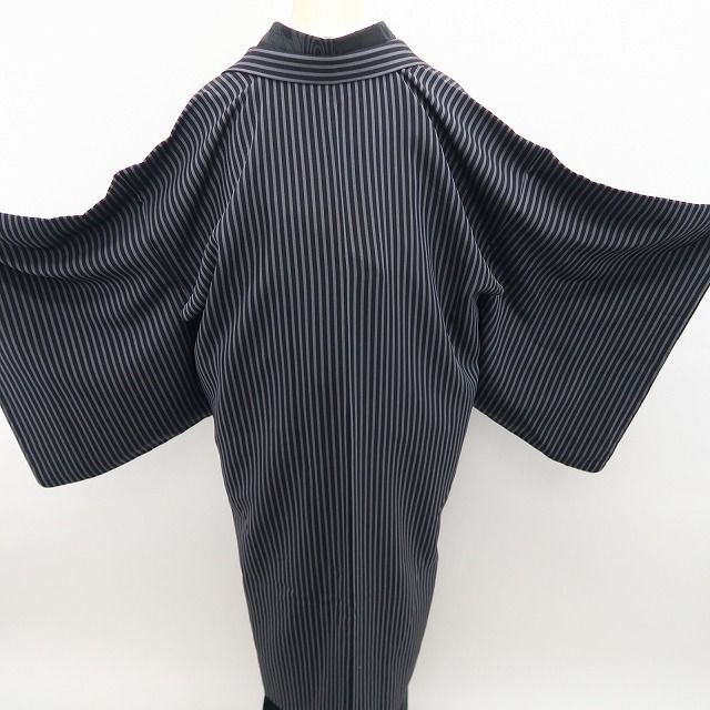 ❁tomihisa❁新品 斉藤三才 落款 縦縞 着物 正絹 ロング丈 仕付け糸付
