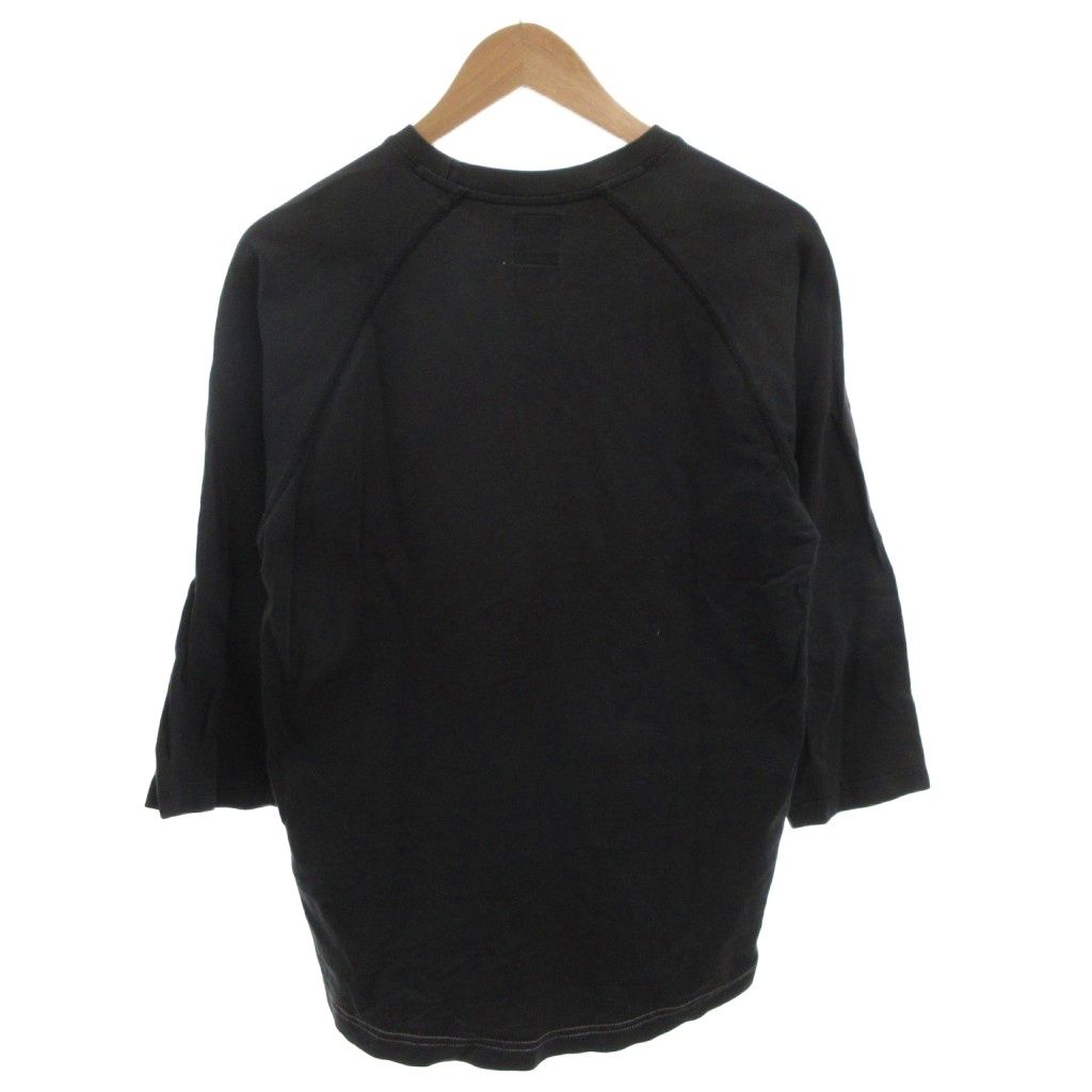 90s STUSSY ラグラン 七分袖 プリント　ステューシー　T ブラック STUSSY（ステューシー） ラグラン 七分袖 Global Designs(stussy