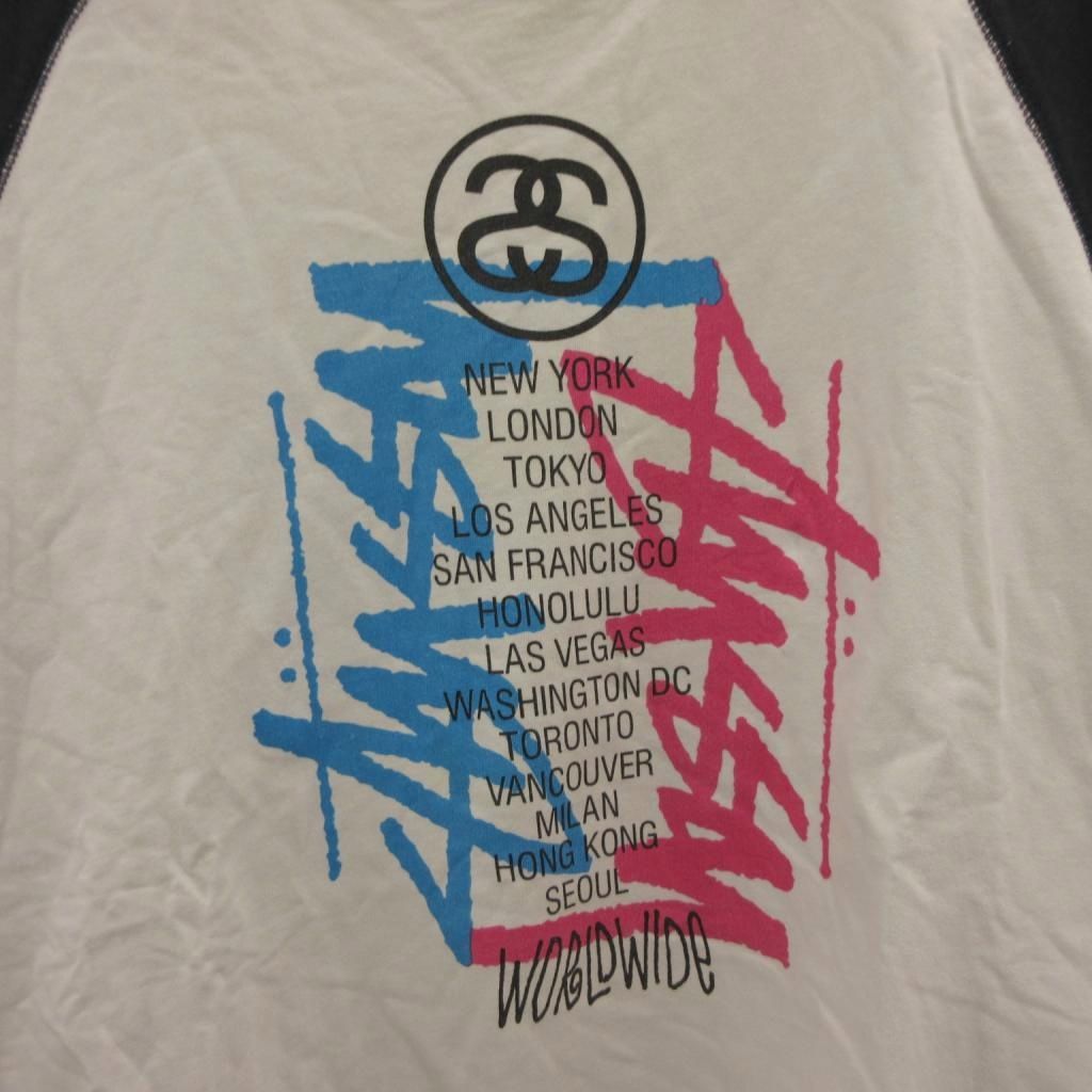 ステューシー STUSSY 00s Y2K ラグランTシャツ カットソー 七分袖