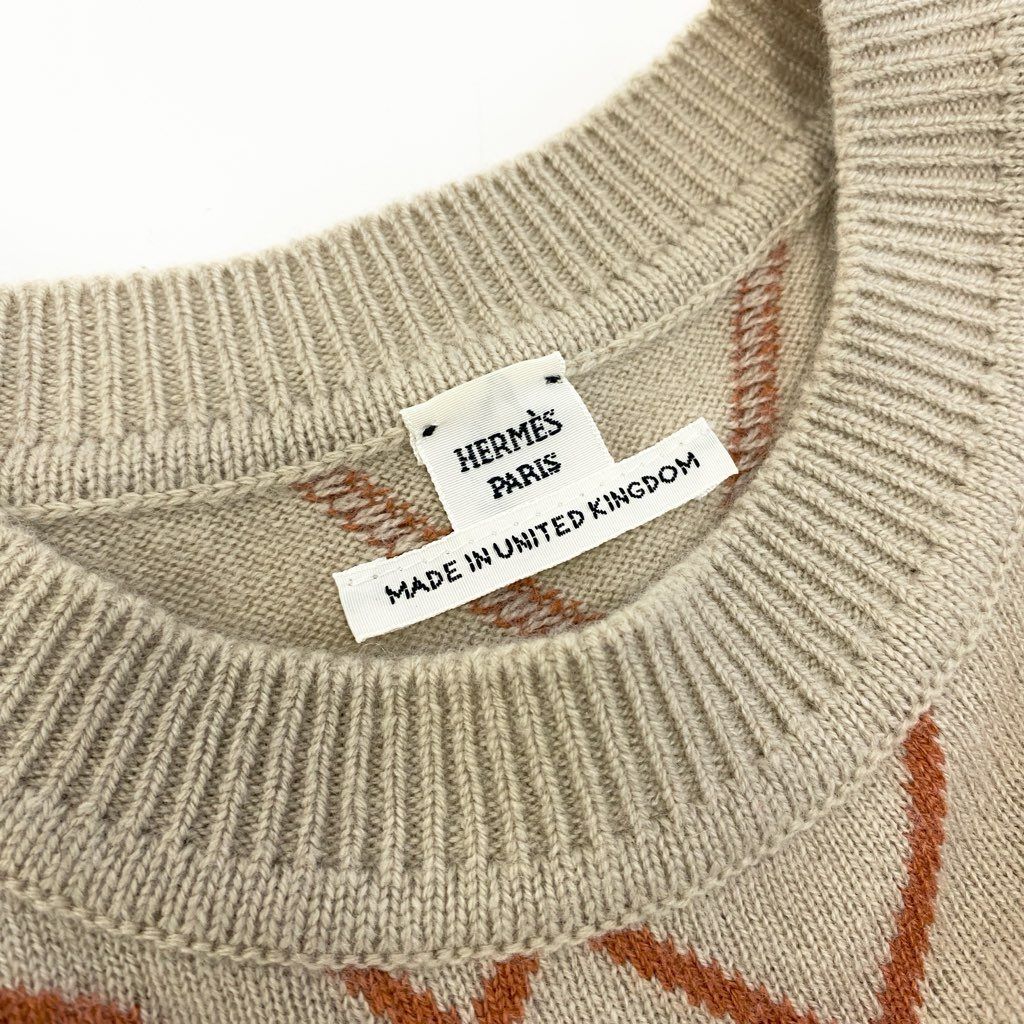 29a9 HERMES エルメス Hロンド カシミヤ ニットセーター クルーネック  