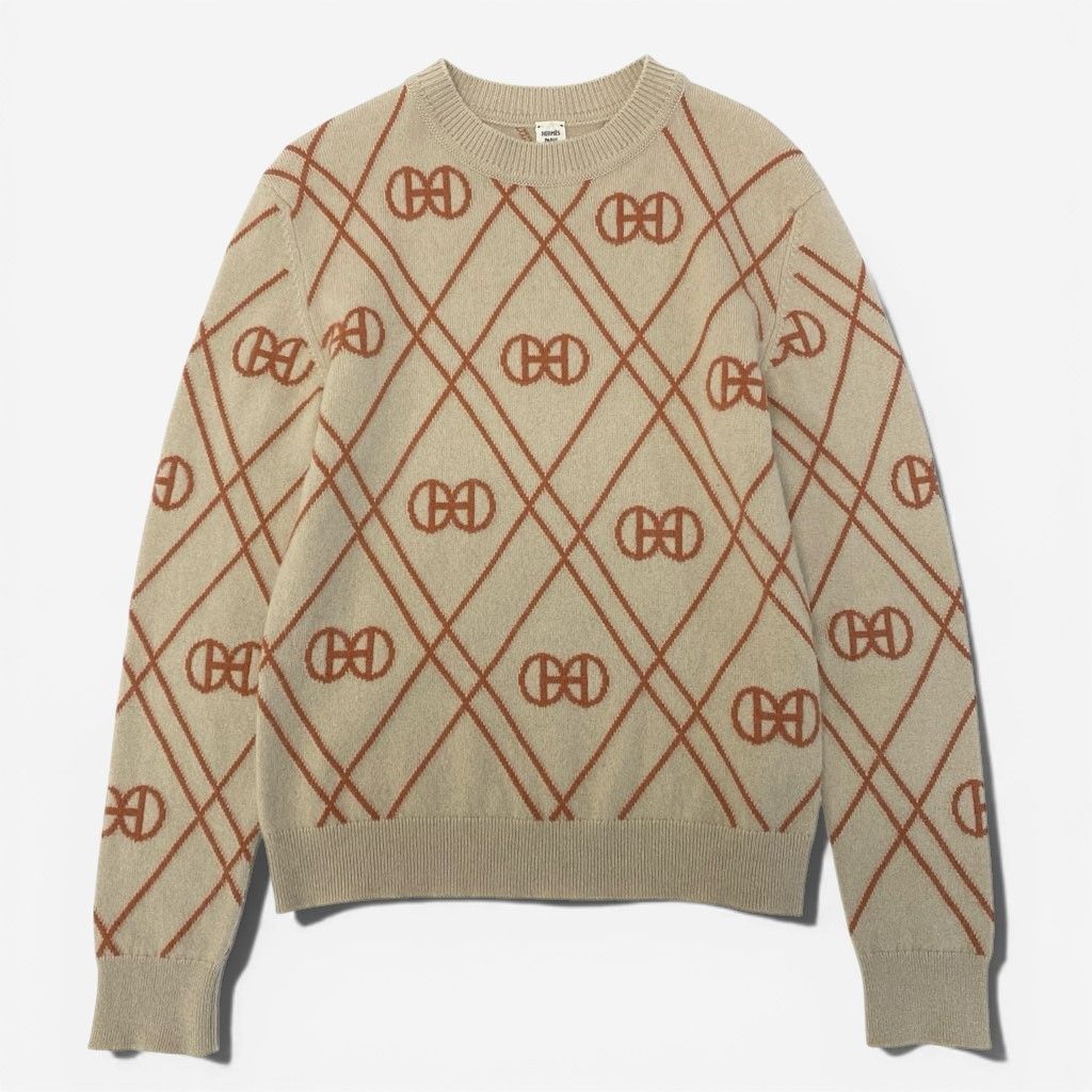 29a9 HERMES エルメス Hロンド カシミヤ ニットセーター クルーネック  