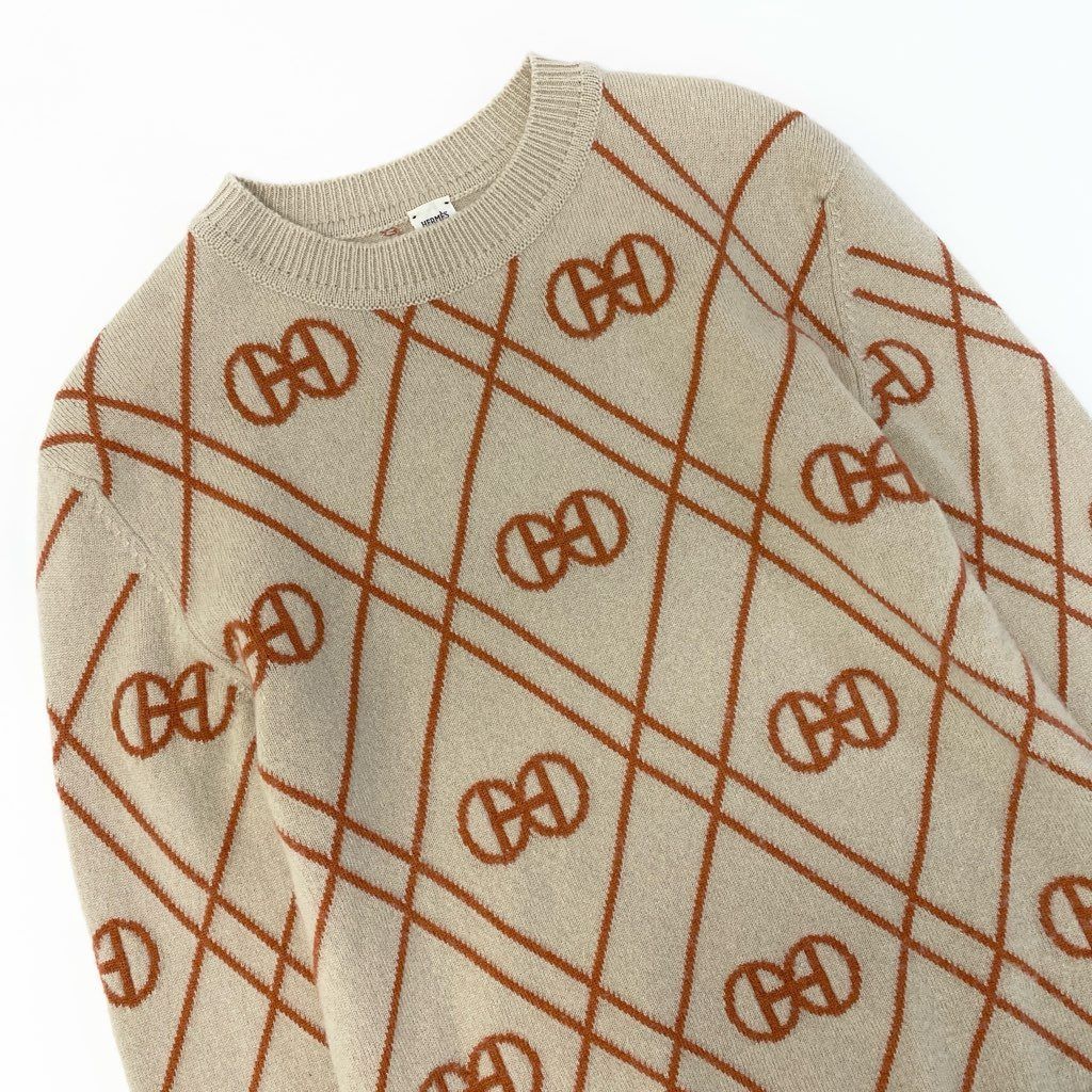 29a9 HERMES エルメス Hロンド カシミヤ ニットセーター クルーネック