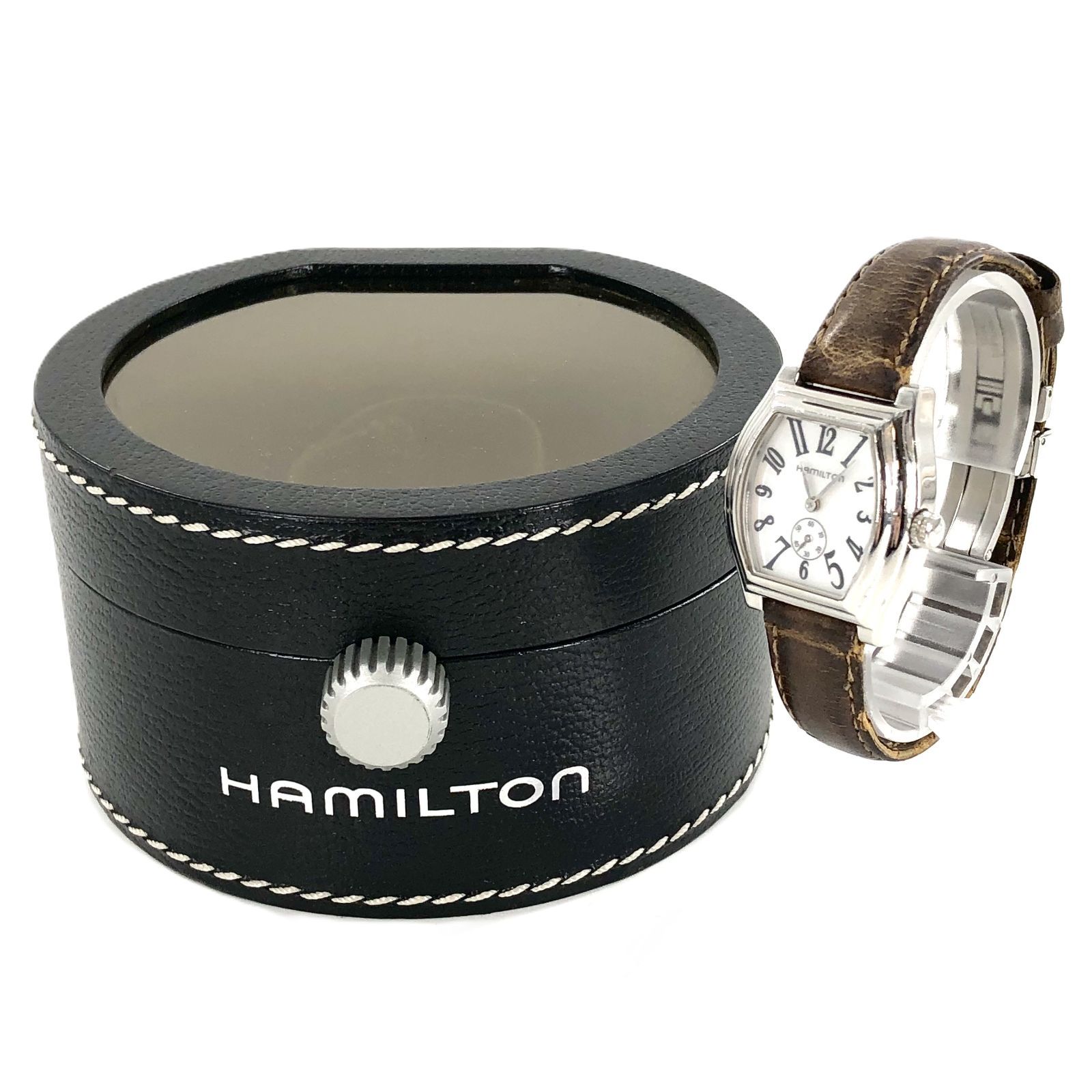 Hamilton ハミルトン ダッドソン 051110 SS|QZ ホワイト文字盤 レディース腕時計 稼働品 PF-610