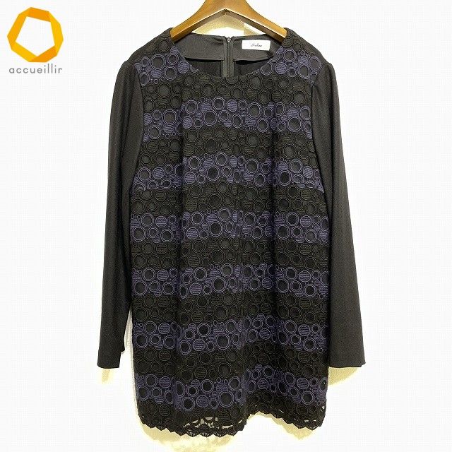 Leilian レリアン 13+ ストライプ　花柄　チュニック　ブラウン Leilian レリアン 13+ ストライプ 花柄 チュニック ブラウン レリアン