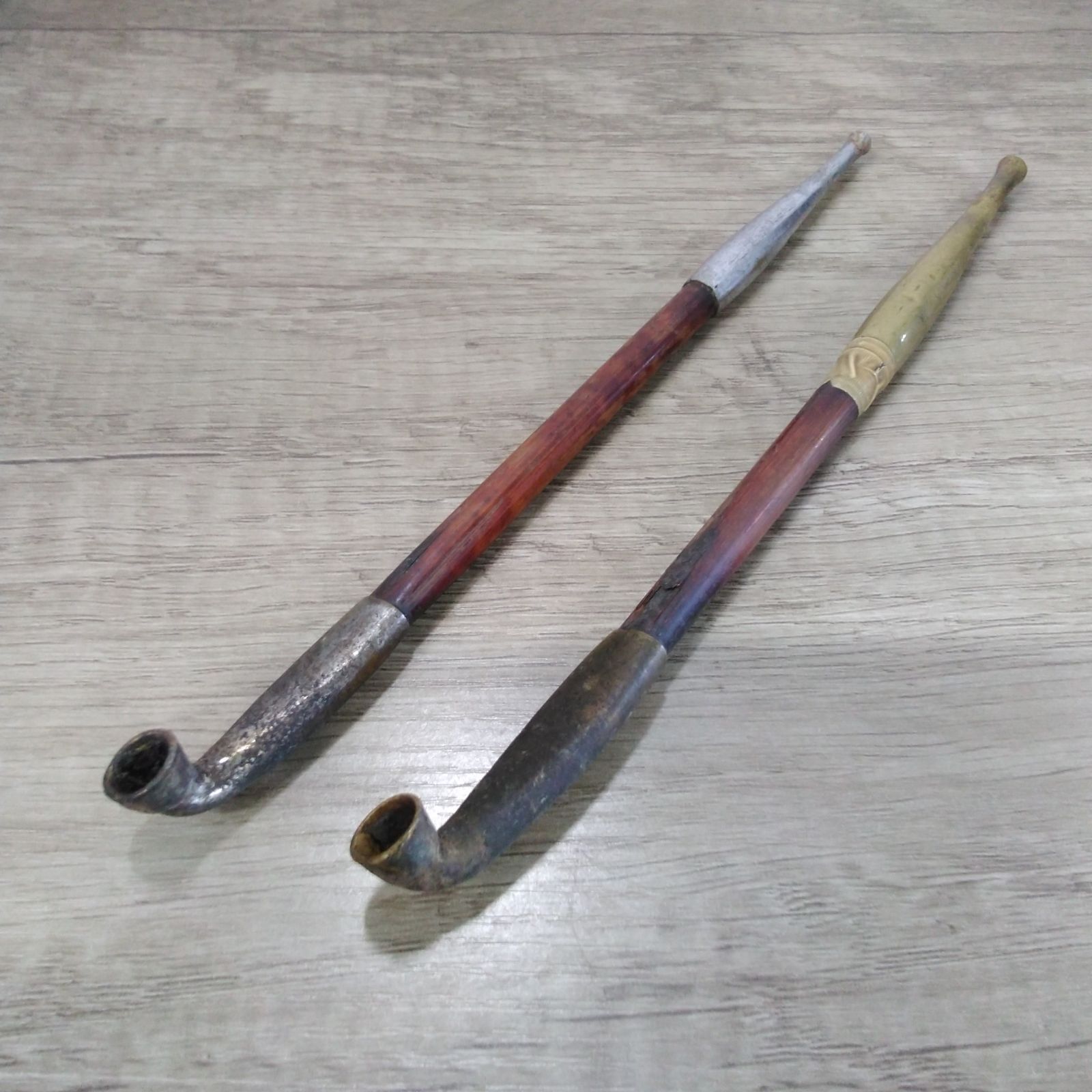 キセル 2本 傷あり 煙管 アンティーク 喫煙具 雑貨 パイプ 時代物 昭和