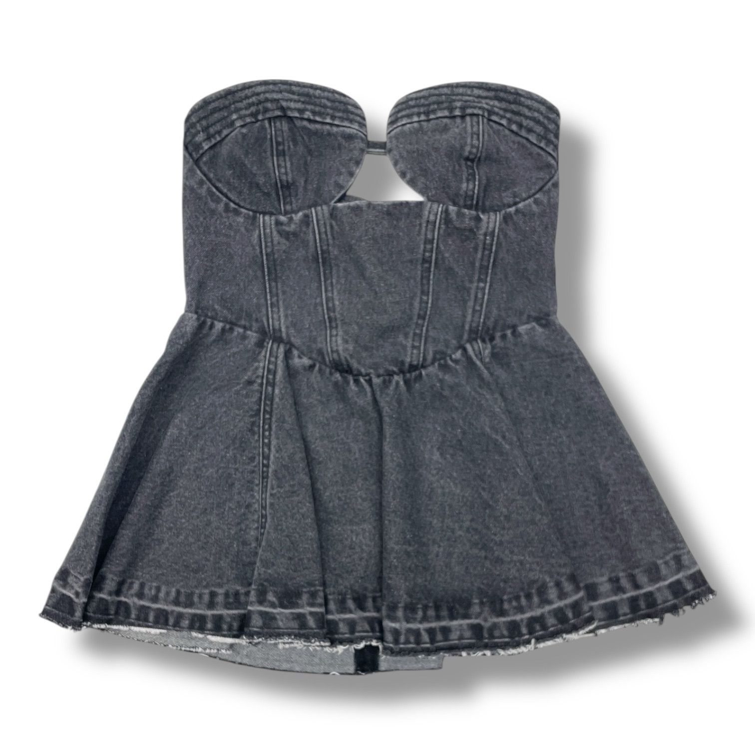 Maison Specialストラップ付き黒フレア ビスチェ SALE】Flower Strap 2way Tops