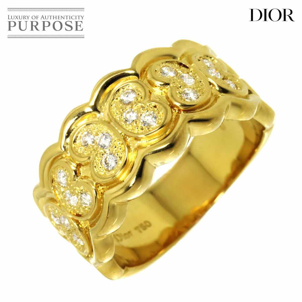 ディオール Dior 14号 リング ダイヤ K18 YG イエローゴールド 750