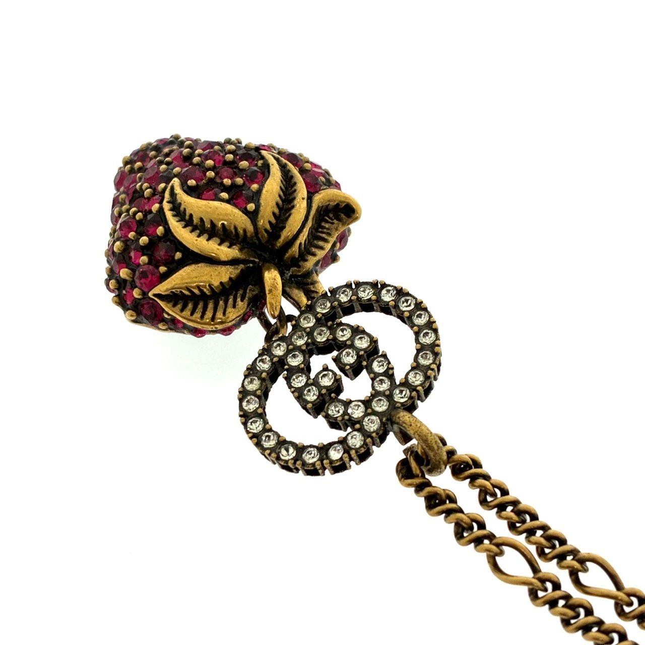 GUCCI グッチ ストロベリー ダブルG ラインストーン 60cm GP 