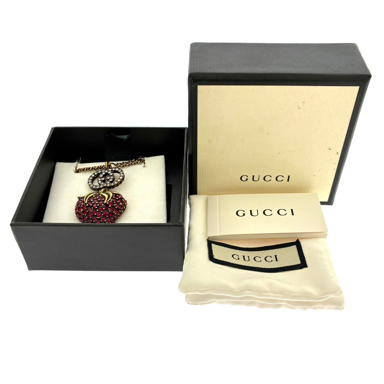 GUCCI グッチ ストロベリー ダブルG ラインストーン 60cm GP 