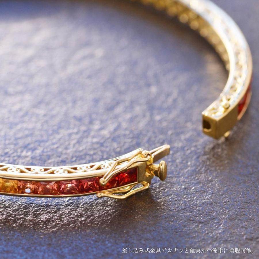 バングル レディース 18金 K18 イエローゴールド マルチカラー