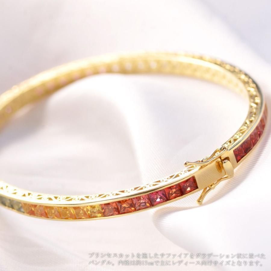 バングル レディース 18金 K18 イエローゴールド マルチカラー
