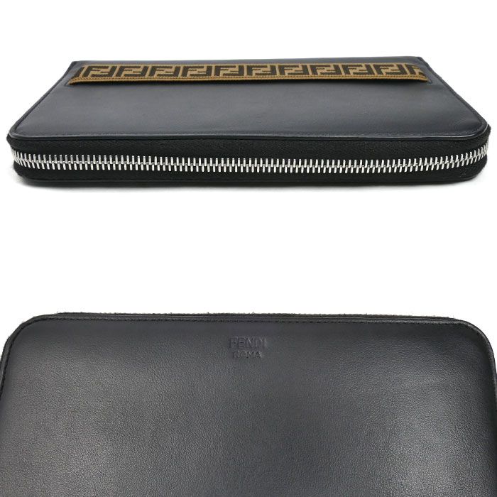 Fendi ブラック 長財布 FFロゴ FENDI フェンディ FFロゴ ジップアラウンド ウォレット 長財布