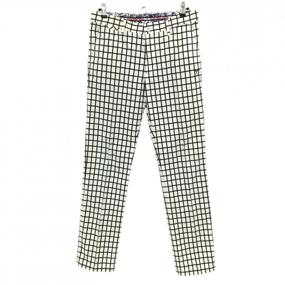 マスターバニー パンツ 白×ネイビー 格子柄 ストレッチ メンズ 5(L